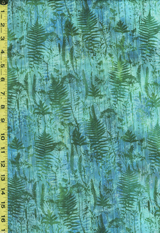 Floral Fabric - In the Beginning - Fern Forest - Haven 7HVN-3 - Blue Green - ON SALE - SAVE 30%