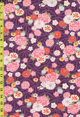 Japanese - Hokkoh Peonies, Mums & Asanoha - Dobby Weave - 1021-100-3C - Purple