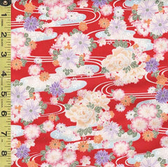 Japanese - Hokkoh - Floral Clusters & River Swirls - 1021-110-3B - Red - ON SALE - SAVE 30%