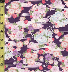 Japanese - Hokkoh - Floral Clusters & River Swirls -1021-110-3C - Purple - ON SALE - SAVE 30%