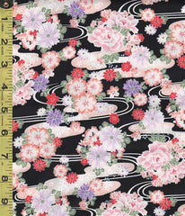 Japanese - Hokkoh - Floral Clusters & River Swirls - 1021-110-3E - Black - ON SALE - SAVE 30%