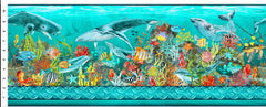 *Tropical - In the Beginning - CALYPSO II - WHALE & SEA LIFE STRIPE - 21CAL 2 - TEAL - ON SALE - SAVE 30%