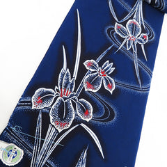 Yukata Fabric - 715 - Iris & River Swirls - Navy Blue