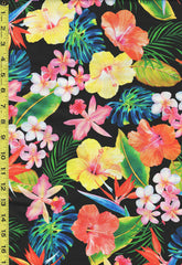 *Tropical - Island Sanctuary Floral - Hibiscus, Orchids & Plumeria - AWH-17177-2 - BLACK