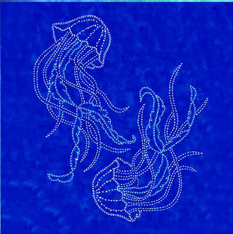 Sashiko - Pre-printed Sea Life Panel - Jellyfish