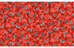 Floral Fabric - Poppy Prominade - Butterflies & Floral Branches - 7981P-10 - Bright Orangish-Red - ON SALE - SAVE 30% - Last 2 1/4 yards