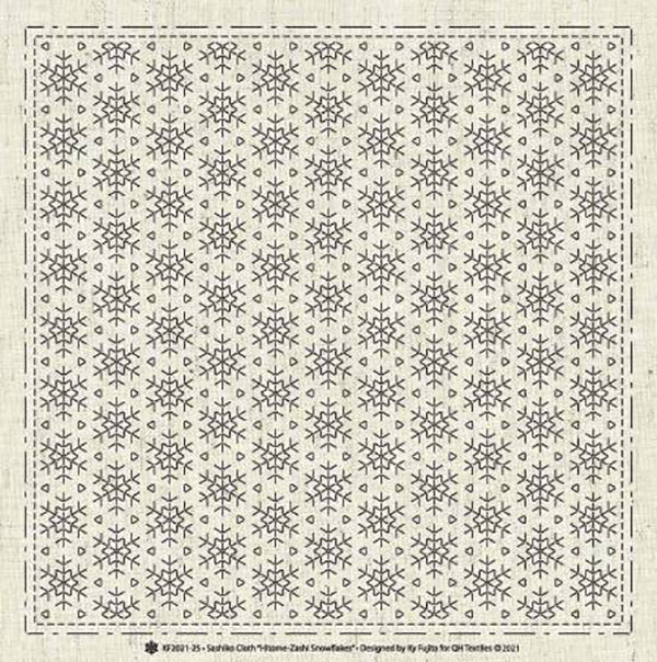 Sashiko Pre-printed Sampler - QH Textiles - KF2021-25 - Hitome-Zashi Snowflakes - Greige