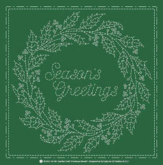 Sashiko Pre-printed Sampler - QH Textiles - KF2021-29-GR - Christmas Wreath