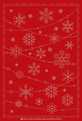 Sashiko Pre-printed Panel - QH Textiles - KF2021-33-RD - Holy Night Snowflakes - Red