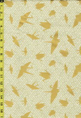 *Japanese - Kokka Golden Origami Cranes - YKA-79100-A17 - Cream