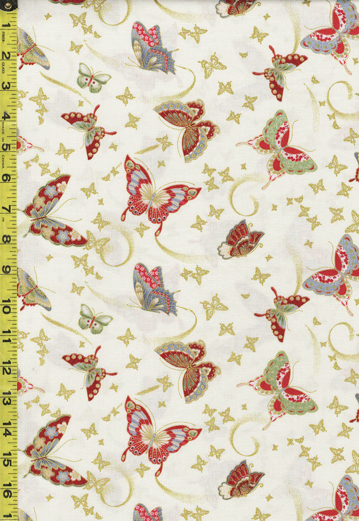 *Asian - Kyoto Garden - Colorful Floating Butterflies - CM1668 - CREAM