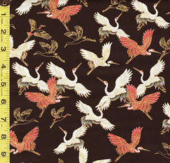 *Asian - Kyoto Garden - Small Red and White Flying Cranes - CM1669 - BLACK