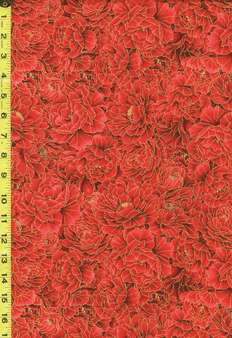 *Asian - Kyoto Garden - Compact Tonal Peonies - CM1670 - RED/ SCARLET