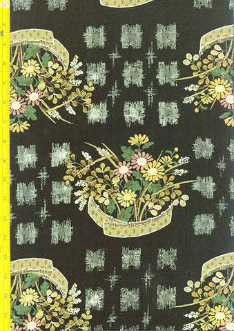 Japanese - Kobayashi Dobby Weave - Flower Baskets - Black