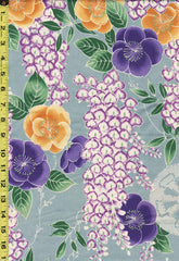 *Japanese - Kokka Classic Japanese - Plum Blossoms & Wisteria - LOA - 61070-1B10 - Light Aqua
