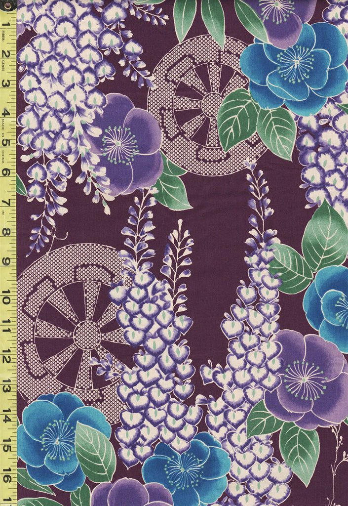*Japanese - Kokka Classic Japanese - Plum Blossoms & Wisteria - LOA - 61070-1A36 - Purple