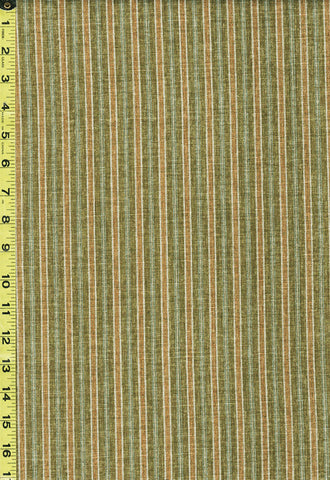 Japanese - Morikiku Stripe - M-23200-C18 - Dobby Weave - Olive Green, Gold, & Ecru