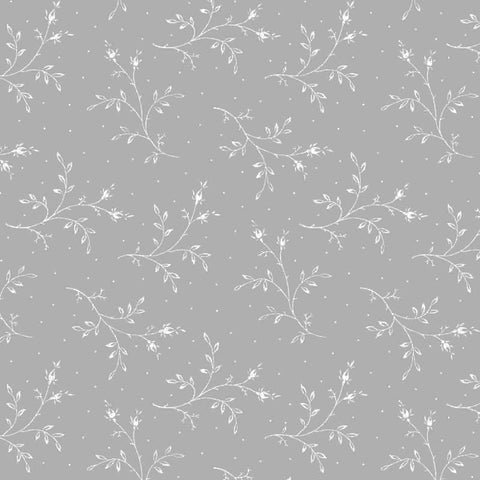 *Tonal Blender - Maywood Solitaire White - Small Floral Branches - MAS311-UW - White on White