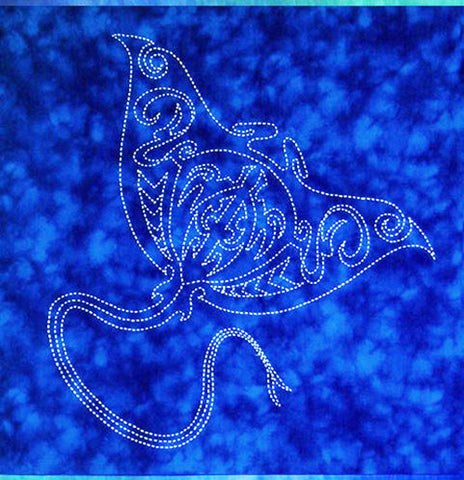 Sashiko - Pre-printed Sea Life Panel - Manta Ray