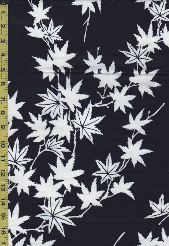 Yukata Fabric - 532 - Maple Leaf Branches - Indigo