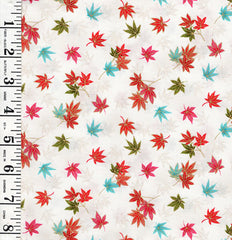 Asian - Hikari Small Colorful Floating Maple Leaves - TP-2517-Q - Cream