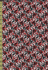 Floral Fabric - Poppy Prominade - Compact  Mini Flower Dance - 7984P-10 - Red, Black & White - ON SALE - SAVE 30% - Last 2 1/8 Yards