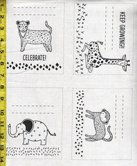 Panel - Moda Savannah Large Critters & Labels - Natural - LAST ONE