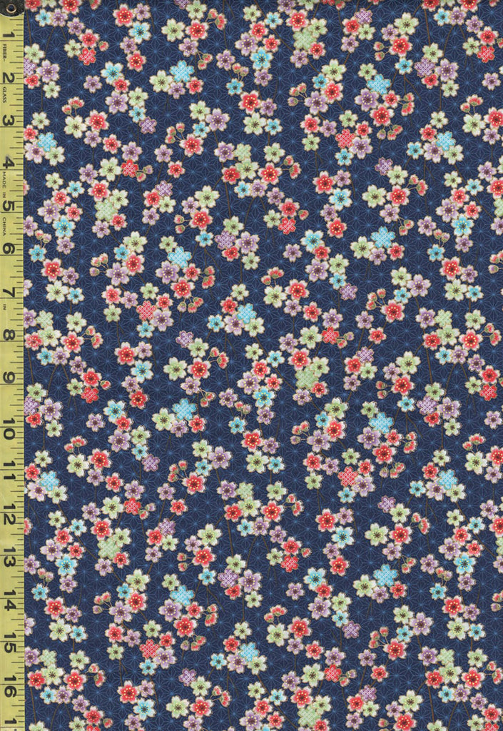 Japanese - Naka Small Colorful Cherry Blossom Clusters - N-2200-92A - Blue
