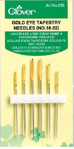 Notions - Clover Gold Eye Tapestry Needles - # 238 - Sizes 18, 20 & 22 Assorted