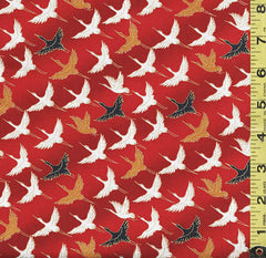 Asian - Wind Song - Small Cranes in Flight - 6026602 - Red