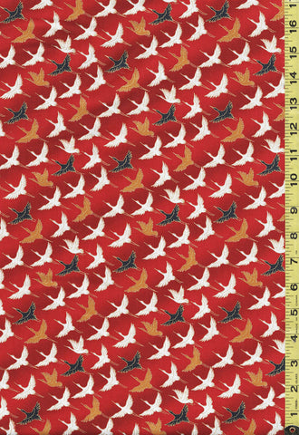 Asian - Wind Song - Small Cranes in Flight - 6026602 - Red