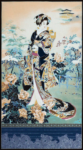 Asian - Imperial 18 - Geisha Garden -PANEL - AZYM-21198-228 - LAPIS