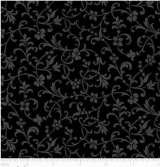 *Tonal Blender - Black Tonal Floral Scroll - 04664-K - Onyx