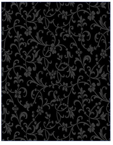 *Tonal Blender - Black Tonal Floral Scroll - 04664-K - Onyx