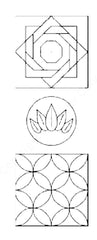 Sashiko Stencil - PC1051 - Swirling Squares, Bamboo Crests & Seven Treasures - 5"