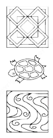 Sashiko Stencil - PC1059 - Spinning Squares, Turtle & Water Ripples - 5
