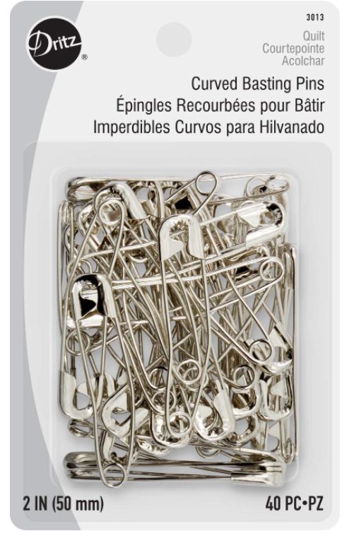 Dritz 2-Inch Quilter's, 40 Count, Nickel-Plated Steel Safety Pins, Size 3