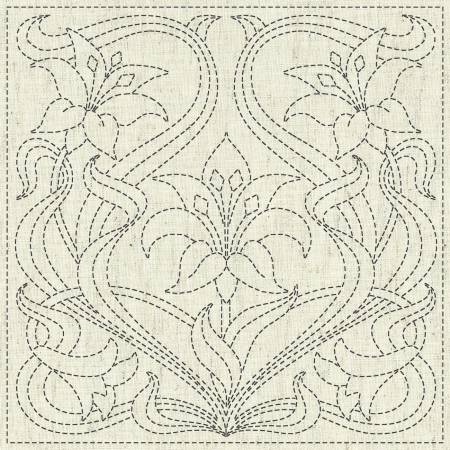 Sashiko Pre-printed Sampler - KF2020-13 - QH Textiles - PURITY Day Lily - Beige