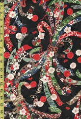 Quilt Gate - Suzune Large Colorful Noshi Ribbons - HR3340-11E - Black