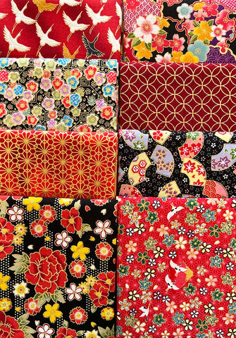 *Fat Quarter Color Pack - ASIAN ASSORTMENT - 8 Fat Quarters - RED