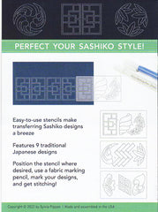 *Sashiko Stencils # 2 - 9 Designs - Crests, Borders & Classic Motifs - Sylvia Pippen