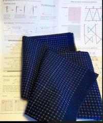 Sashiko Design Cloth - Pre-printed Grid for Hitomezashi Sashiko, Samplers, Furoshiki (Daruma) - 100% Cotton - NAVY