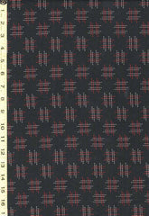 Japanese - Sevenberry Kasuri Collection - Red & Natural Sashiko-like Stitched Hatches - SB-83022D2-4 - Black