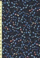 *Japanese - Sevenberry Kasuri Collection - Small Colorful Dragonflies - SB-83033D1-1 - Dark Blue/ Navy