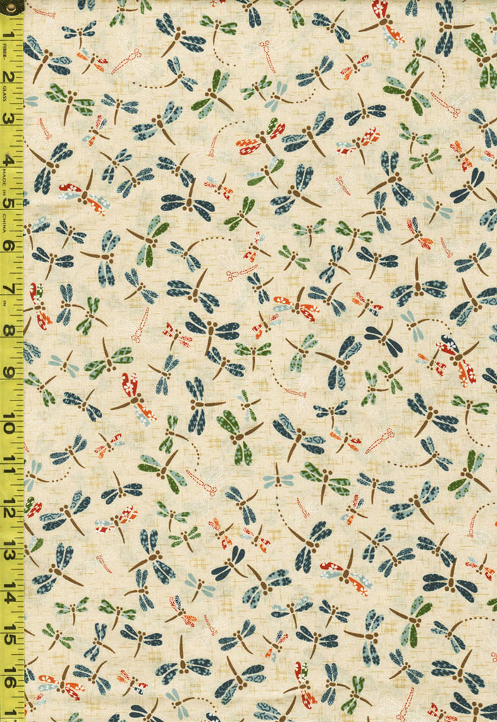 *Japanese - Sevenberry Kasuri Collection - Small Colorful Dragonflies - SB-83033D1-2 - Natural