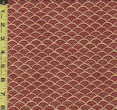 *Japanese - Sevenberry Kasuri Collection - Wave Design (Seigaiha) - SB-88220D1-1 - Brick Red