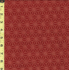 *Japanese - Sevenberry Kasuri Collection - Asanoha with Sashiko-Like Stitches (2") - SB-88220D3-1 - Brick Red