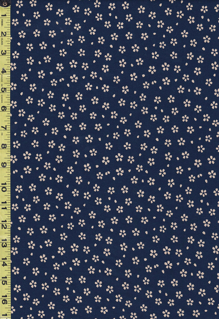 Japanese - Sevenberry Kasuri Collection - Small Floating Tan Cherry Blossoms - SB-88220D5-3 - Indigo (Looks Navy) - ON SALE - SAVE 30% - By the Yard