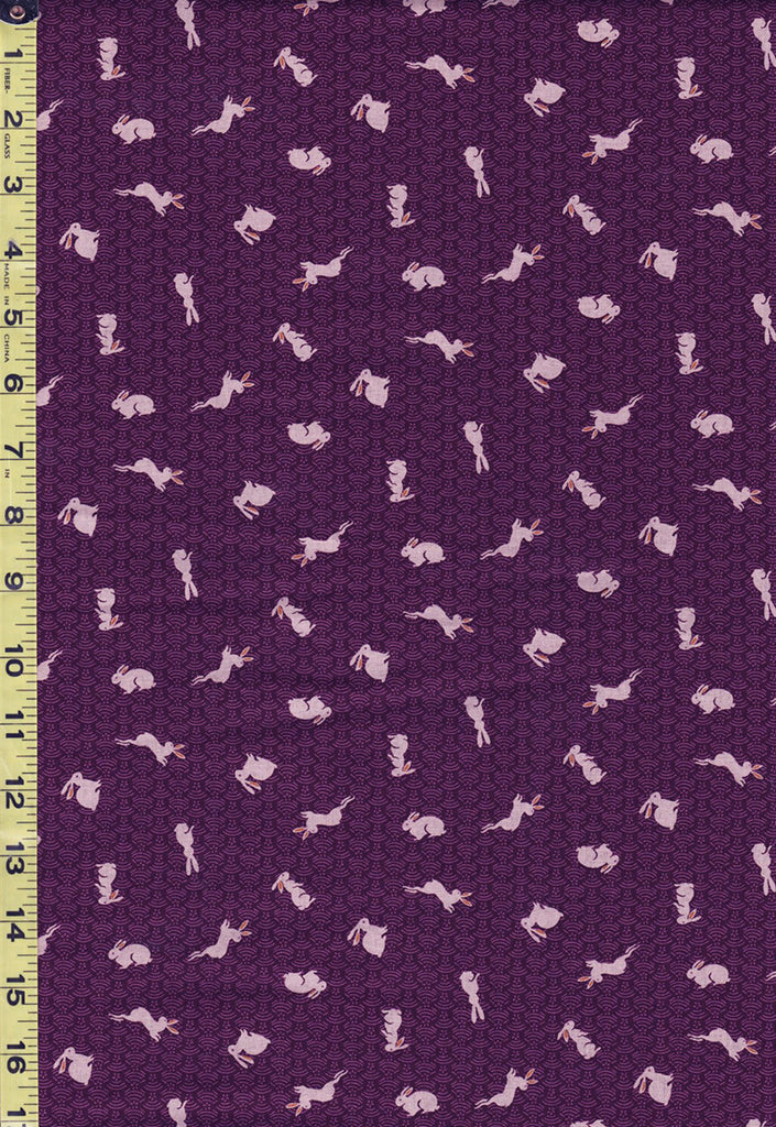 Japanese - Sevenberry Kasuri Collection - Tiny Bunnies & Waves - SB-88227D4-2 - Purple Grape