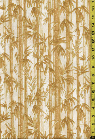 Asian - Imperial 16 - Bamboo Forest-Gold - SRKM-19509-15 IVORY - Last 2 1/2 Yards